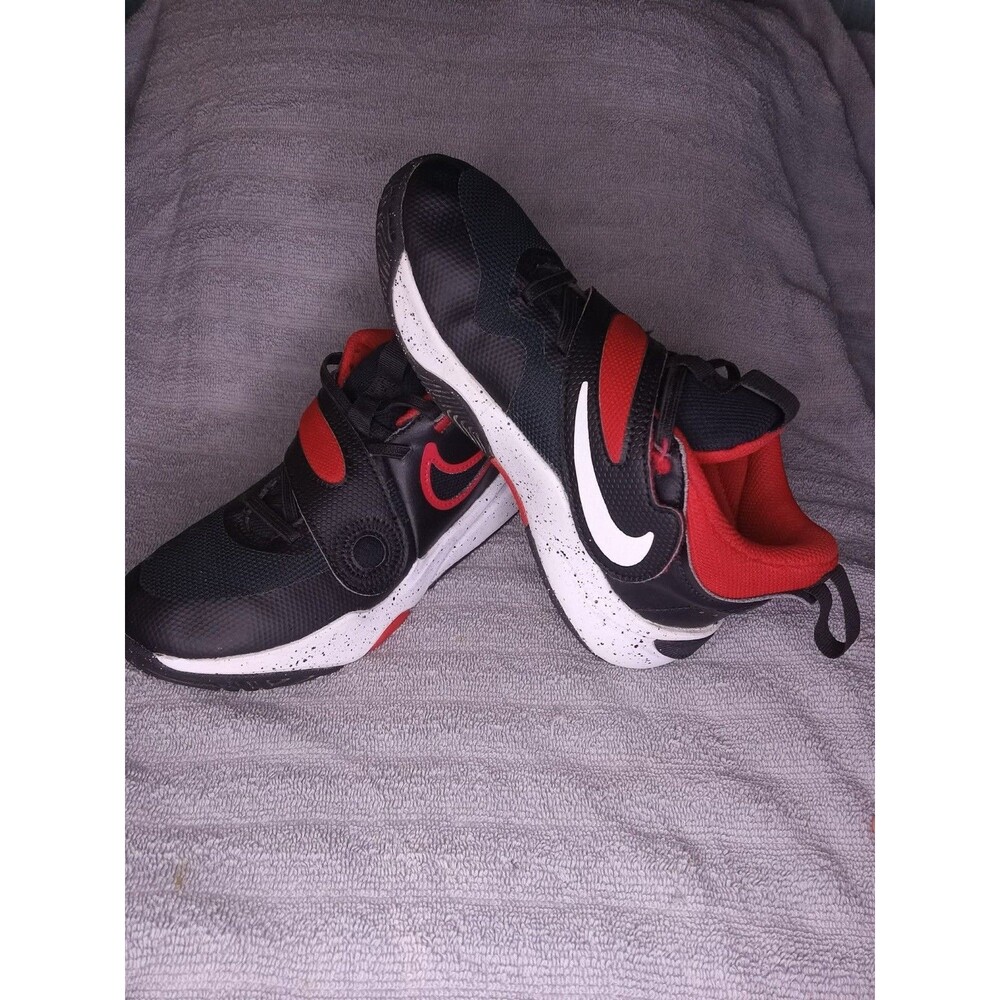 Nike Hustle Unisex Kids Hook & Loop Low Top Sneakers Black/Red/White US 1.5